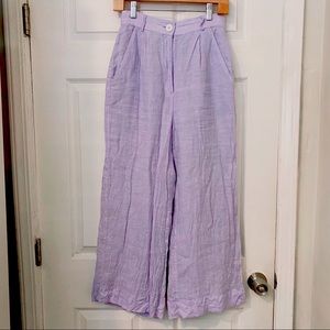 Kitri lavender wide ankle linen pants